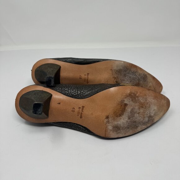 Cydwoq Grey Metallic Cut Out Kitten Heels Leather Hair Made in USA EU 40 US 10 - Picture 7 of 9